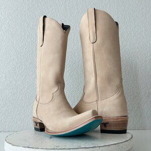 Lane EMMA JANE Womens Cowboy Boots 7.5 Tan Leather Western Cowgirl Mid Calf Tall